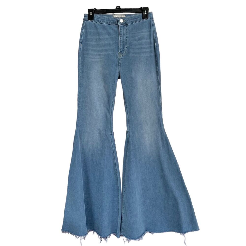 Free People SZ 28R Jeans Just Float on Flare Bermondsey Blue Hi-Rise-We The Free